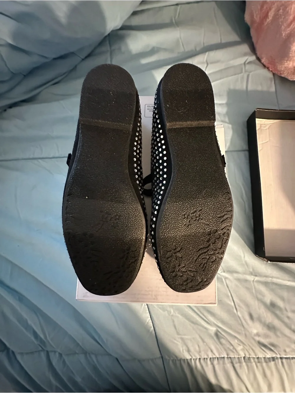 DV by Dolce Vita Girls Black Mary Jane Flats with Silver Rhinestones